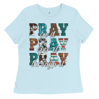 Baby Blue pray on it pray over it pray through it Ladies Tee - Artiststas