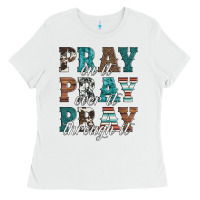 White pray on it pray over it pray through it Ladies Tee - Artiststas