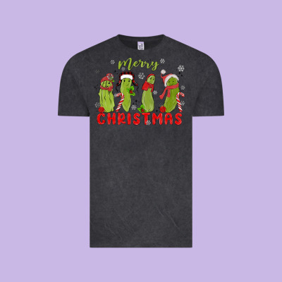 Pickle Merry Christmas Vintage Tee Designed By Maliassmallbusiness