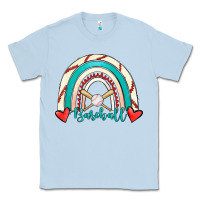 Dusty Blue Baseball Rainbow Classic Tee - RanaPortraitStore
