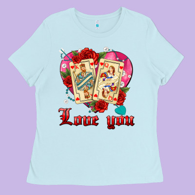 Love You Playing Cards Roses And Pearls Ladies Tee Designed By Adodesignshop
