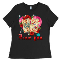 Black love you playing cards roses and pearls Ladies Tee - AdoDesignShop
