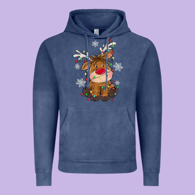 Christmas Reindeer Vintage Hoodie Designed By Maliassmallbusiness