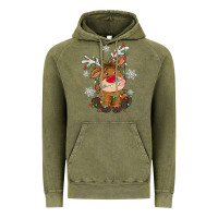 Vintage Olive Christmas reindeer Vintage Hoodie - MaliasSmallBusiness