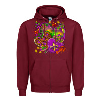 Burgundy Mardi Gras hearts Zipper Hoodie - HowdyJamesFarm