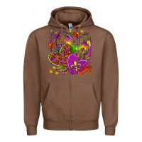 Chestnut Mardi Gras hearts Zipper Hoodie - HowdyJamesFarm