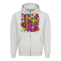 Dove Grey Mardi Gras hearts Zipper Hoodie - HowdyJamesFarm