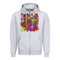 Heather Grey Mardi Gras hearts Zipper Hoodie - HowdyJamesFarm