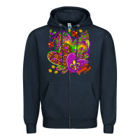 Navy Mardi Gras hearts Zipper Hoodie - HowdyJamesFarm