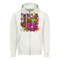 Oatmeal Heather Mardi Gras hearts Zipper Hoodie - HowdyJamesFarm