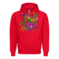 Red Mardi Gras hearts Zipper Hoodie - HowdyJamesFarm