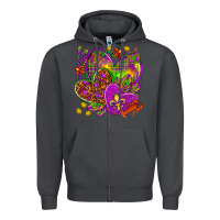 Smoke Mardi Gras hearts Zipper Hoodie - HowdyJamesFarm