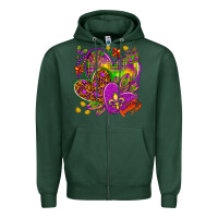 Sports Green Mardi Gras hearts Zipper Hoodie - HowdyJamesFarm