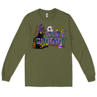 Army Green Stay Spooky With Black Cat Long Sleeve Tee - LillyAllenDesigns