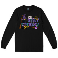 Black Stay Spooky With Black Cat Long Sleeve Tee - LillyAllenDesigns