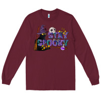 Burgundy Stay Spooky With Black Cat Long Sleeve Tee - LillyAllenDesigns