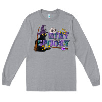 Heather Grey Stay Spooky With Black Cat Long Sleeve Tee - LillyAllenDesigns