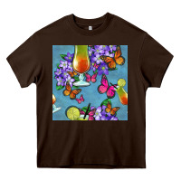 Chocolate Brown butterfly cocktail Heavy Core Tee - BundleAndBundleShop