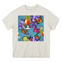 Cream butterfly cocktail Heavy Core Tee - BundleAndBundleShop