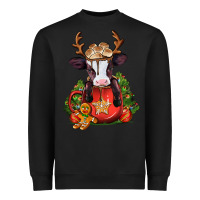 Black christmas baby cow hot cocoa Heavyweight Sweatshirt - Jasminsmagicworld