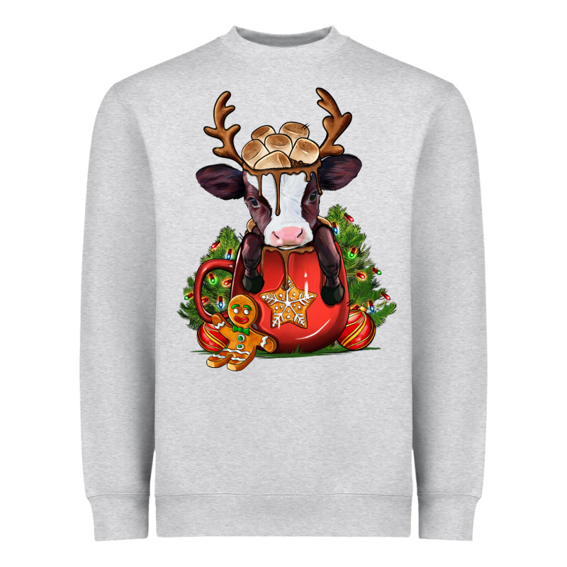 Christmas Baby Cow Hot Cocoa Heavyweight Sweatshirt by Jasminsmagicworld | Teevron