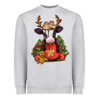 Heather Grey christmas baby cow hot cocoa Heavyweight Sweatshirt - Jasminsmagicworld