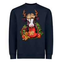 Navy christmas baby cow hot cocoa Heavyweight Sweatshirt - Jasminsmagicworld