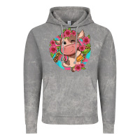 Cloud Rock cute cow pink flowers and leopard pattern Vintage Hoodie - NancyCooperArtShop