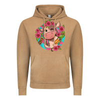 Vintage Camel cute cow pink flowers and leopard pattern Vintage Hoodie - NancyCooperArtShop