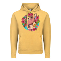 Vintage Mustard cute cow pink flowers and leopard pattern Vintage Hoodie - NancyCooperArtShop