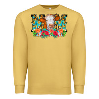 Antique Gold Mom Cow Flowers Premium Sweatshirt - CowCowDesign