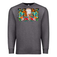 Charcoal Heather Mom Cow Flowers Premium Sweatshirt - CowCowDesign