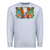 Heather Grey Mom Cow Flowers Premium Sweatshirt - CowCowDesign