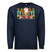 Navy Mom Cow Flowers Premium Sweatshirt - CowCowDesign