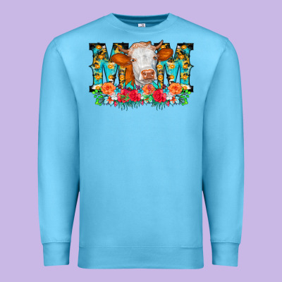 Mom Cow Flowers Premium Sweatshirt Designed By Cowcowdesign