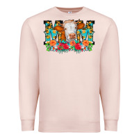 Pale Pink Mom Cow Flowers Premium Sweatshirt - CowCowDesign