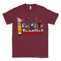 Burgundy Santa Favorite Teacher Classic Tee - CowhideDigitalArt