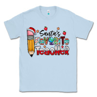 Dusty Blue Santa Favorite Teacher Classic Tee - CowhideDigitalArt