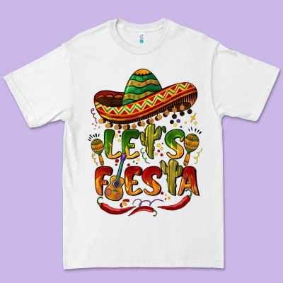 Let's Fiesta Mexican Hat Premium Tee Designed By Barkaloodesign