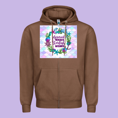 Mermaid Kisses Starfish Wishes Zipper Hoodie Designed By Tumblerdesignbyshophia