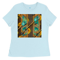 Baby Blue aztec and sunflowers Ladies Tee - BundleAndBundleShop