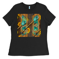 Black aztec and sunflowers Ladies Tee - BundleAndBundleShop