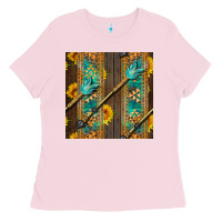 Bubblegum Pink aztec and sunflowers Ladies Tee - BundleAndBundleShop