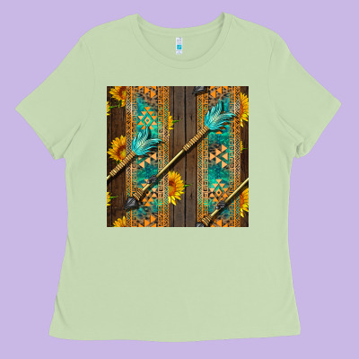 Aztec And Sunflowers Ladies Tee Designed By Bundleandbundleshop