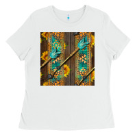 White aztec and sunflowers Ladies Tee - BundleAndBundleShop