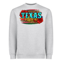 Heather Grey Texas Chica with roses Heavyweight Sweatshirt - Jasminsmagicworld