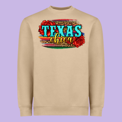 Texas Chica With Roses Heavyweight Sweatshirt Designed By Jasminsmagicworld