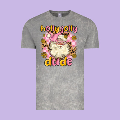 Holly Jolly Dude Vintage Tee Designed By Maliassmallbusiness