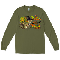 Army Green Trick Or Treat With Frog Long Sleeve Tee - LillyAllenDesigns