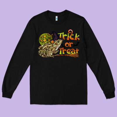 Trick Or Treat With Frog Long Sleeve Tee Designed By Lillyallendesigns
